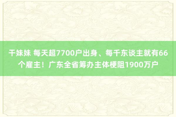 干妹妹 每天超7700户出身、每千东谈主就有66个雇主！广东全省筹办主体梗阻1900万户