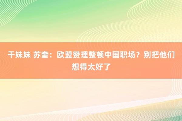 干妹妹 苏奎：欧盟赞理整顿中国职场？别把他们想得太好了