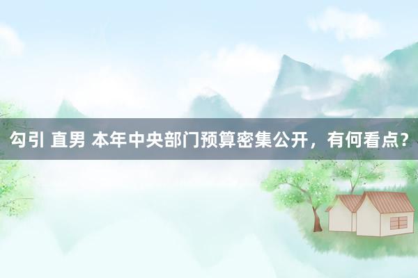 勾引 直男 本年中央部门预算密集公开，有何看点？
